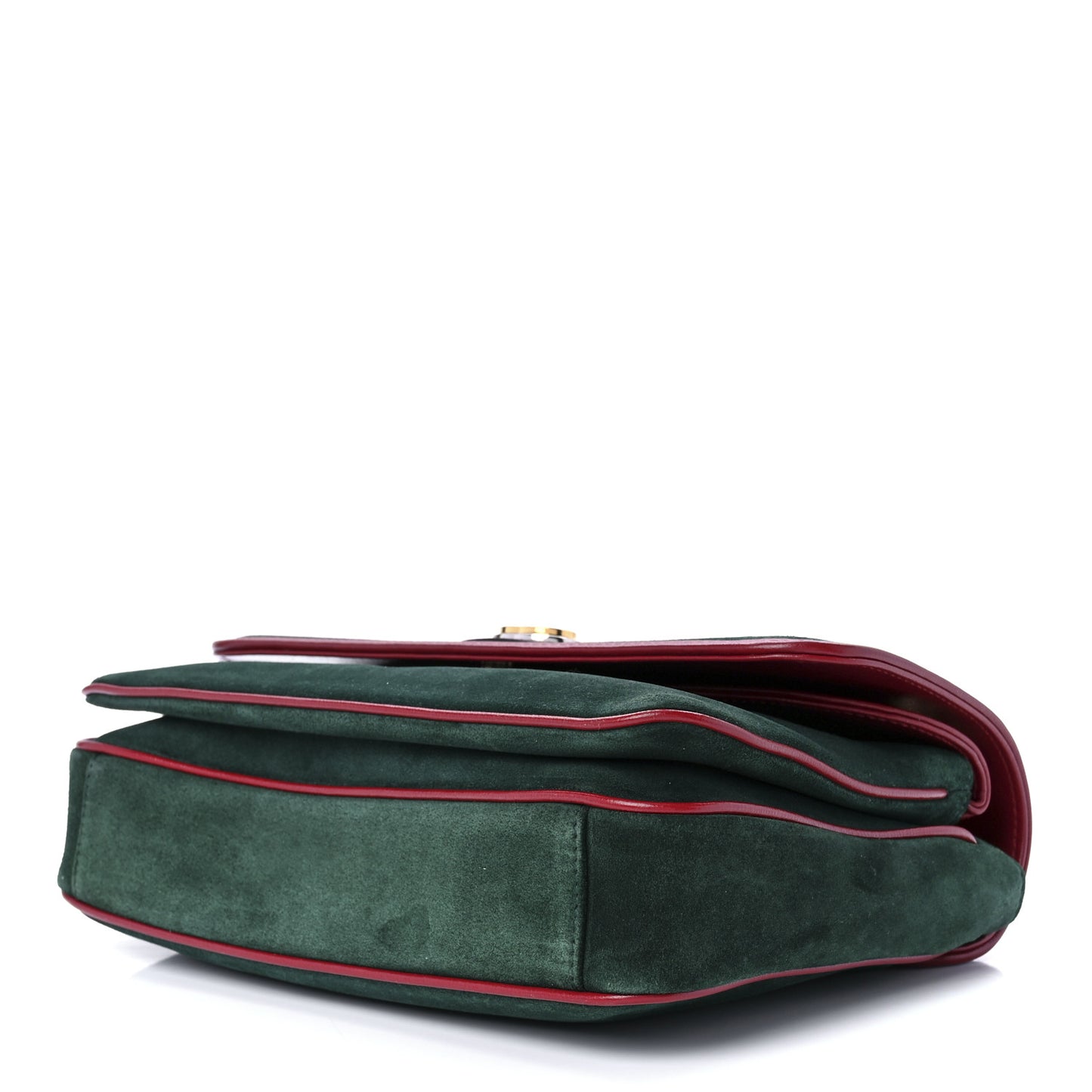 Suede Azalea Calfskin Small Marina Chain Shoulder Bag Green Red