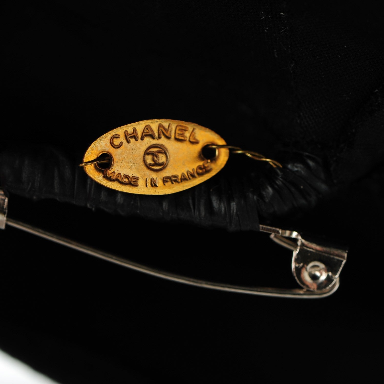 Chanel Velvet Camellia Brooch Pin Black 4 of 4