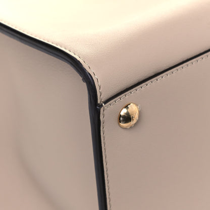 Fendi Vitello Seta Glazed Fabric FF 1974 Medium Peekaboo X-Lite Nuvola Mogano Panna 12 of 19