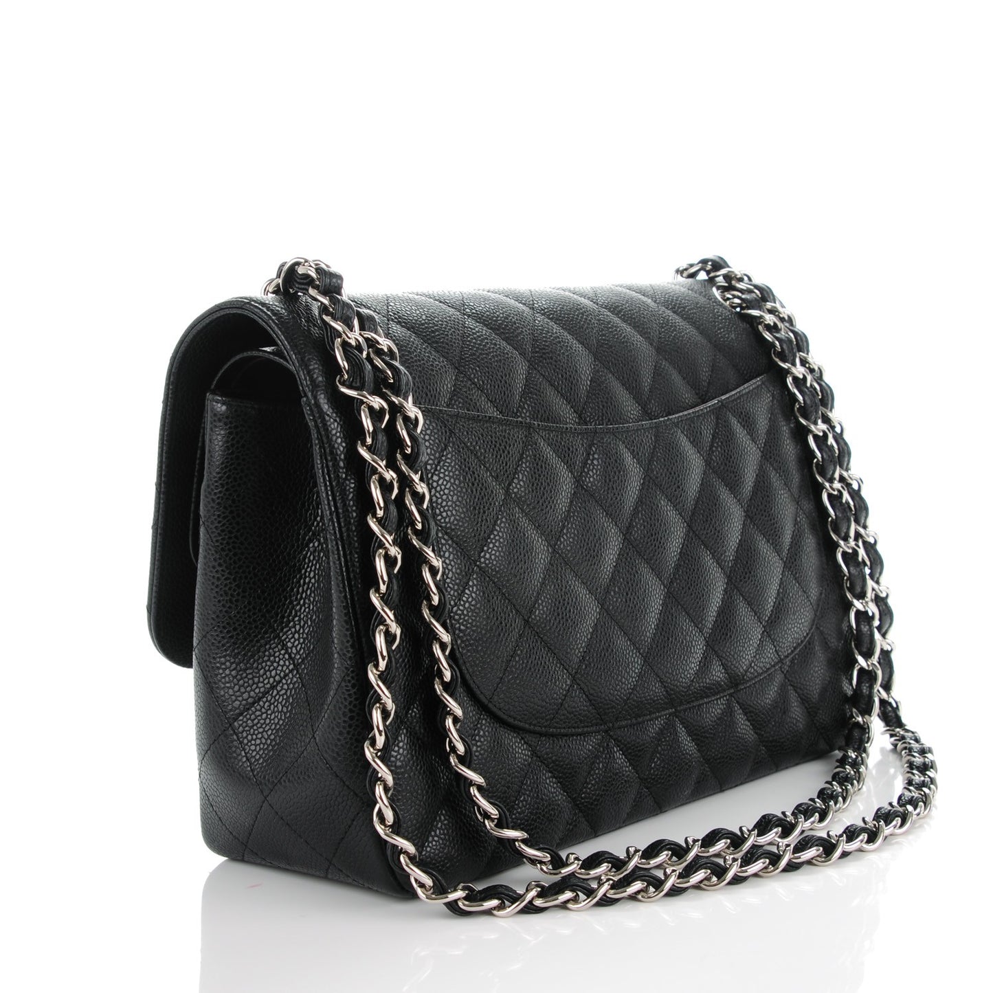Caviar Quilted Jumbo Double Flap Black