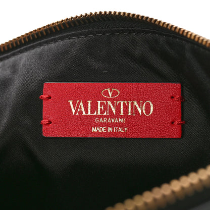 Valentino Garavani Calfskin VLogo Stitched Inlay Zip Pouch Black 6 of 8