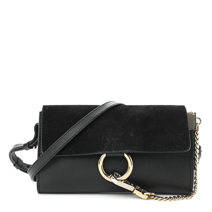 Chloe Suede Calfskin Mini Faye Shoulder Bag Black 1 of 10