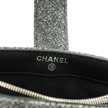 Chanel Glittered Calfskin Quilted Mini Phone Holder Clutch Black 8 of 8