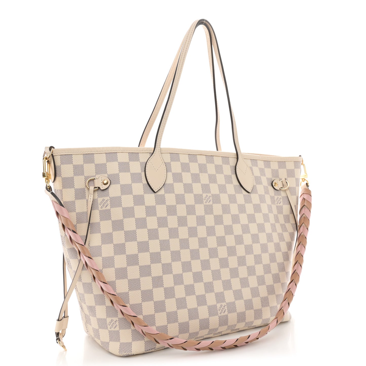 Damier Azur Braided Neverfull MM Pink