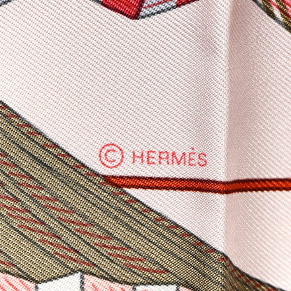 Hermes Silk Lanternes Ballons et Cocardes Scarf 90 Beige Rose Nacre Bordeaux 4 of 6