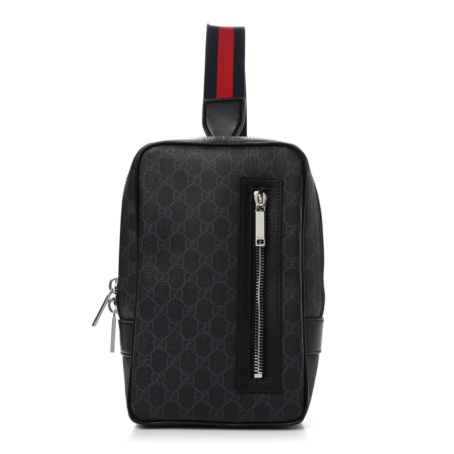 GG Supreme Monogram Web Small Sling Bag   Black Grey