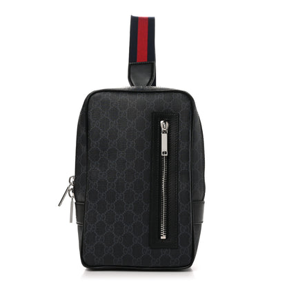 Gucci GG Supreme Monogram Web Small Sling Bag   Black Grey 1 of 10
