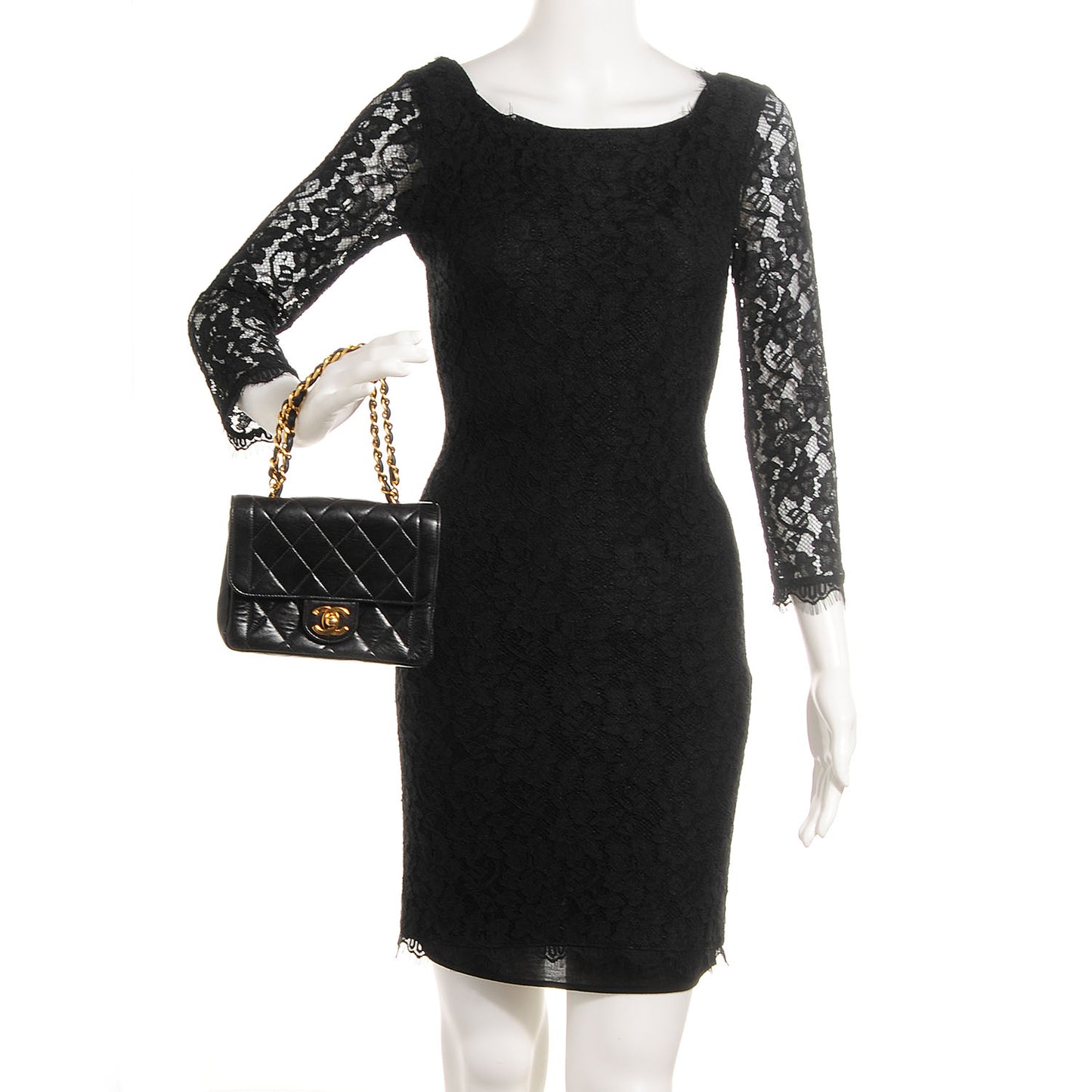 Lambskin Quilted Mini Square Flap Black