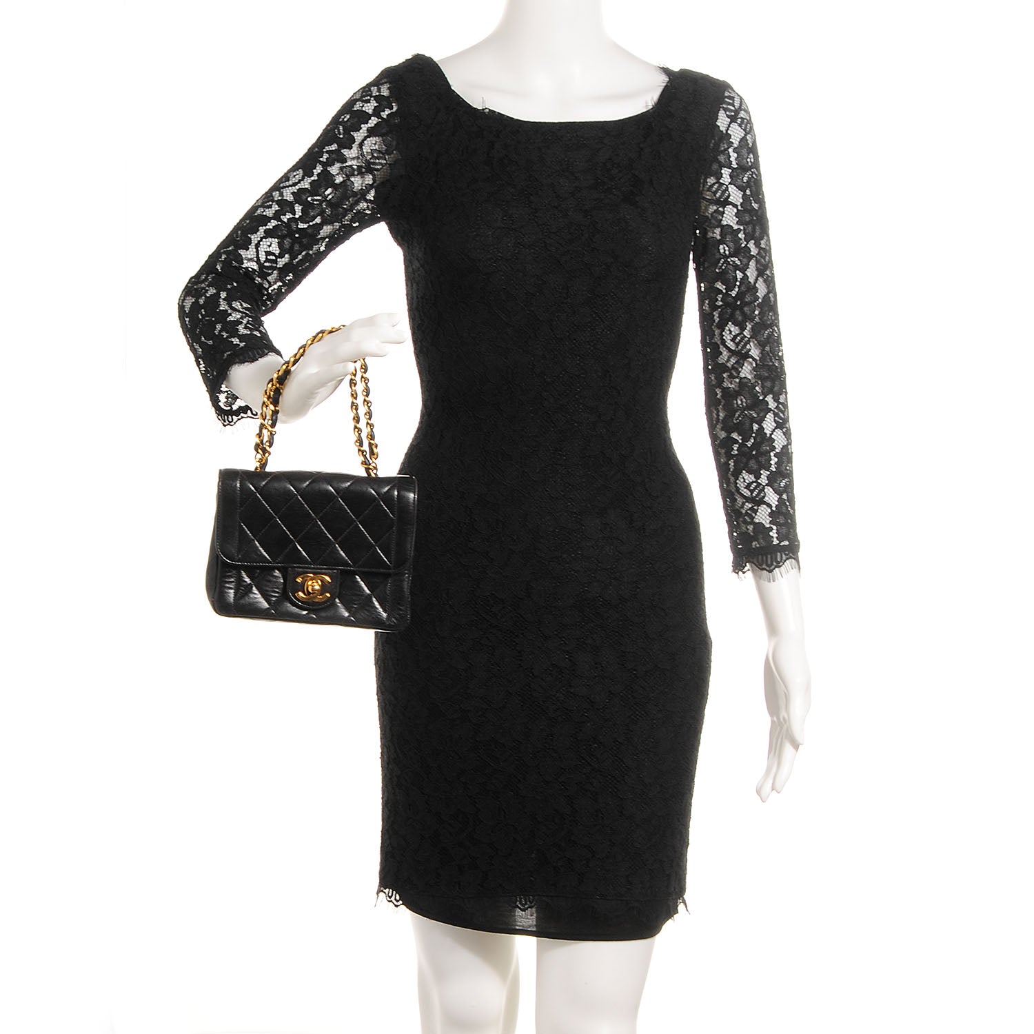 Chanel Lambskin Quilted Mini Square Flap Black 2 of 7