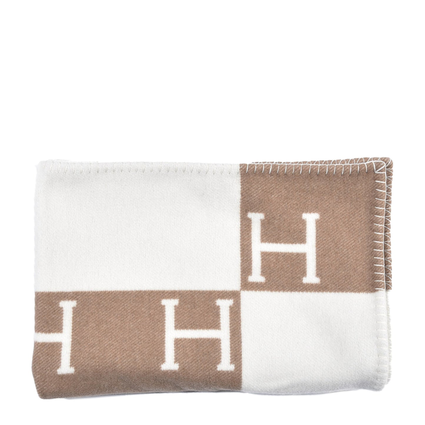 Wool Cashmere Avalon Baby Blanket Noisette Moyen White