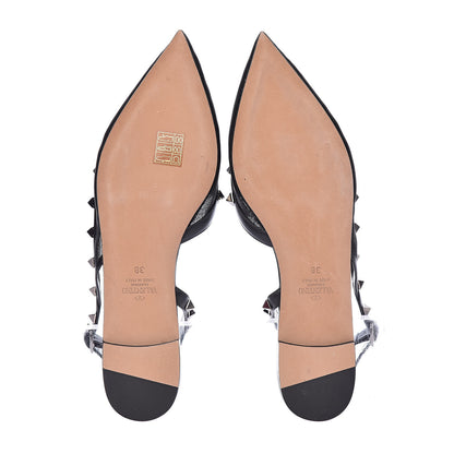 Valentino Garavani Mesh Rockstud Slingback Flats 38 Black 5 of 11