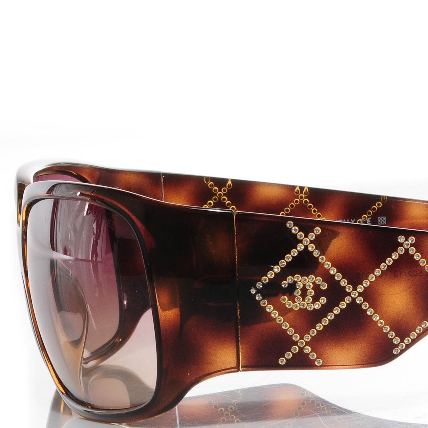 Chanel Tortoise Shell Crystal CC Sunglasses 5080 B 2 of 6
