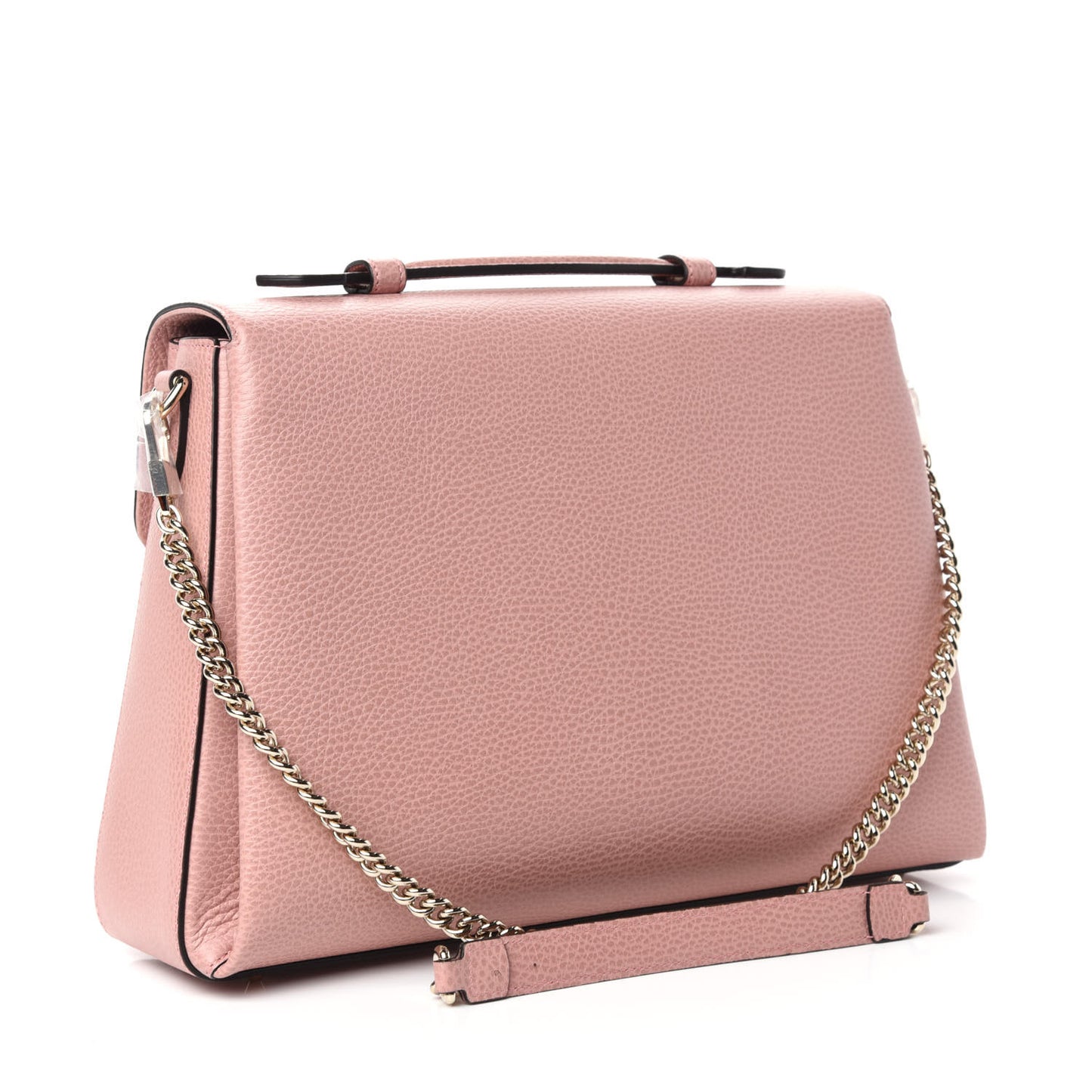 Dollar Calfskin Medium Interlocking G Top Handle Shoulder Bag Soft Pink