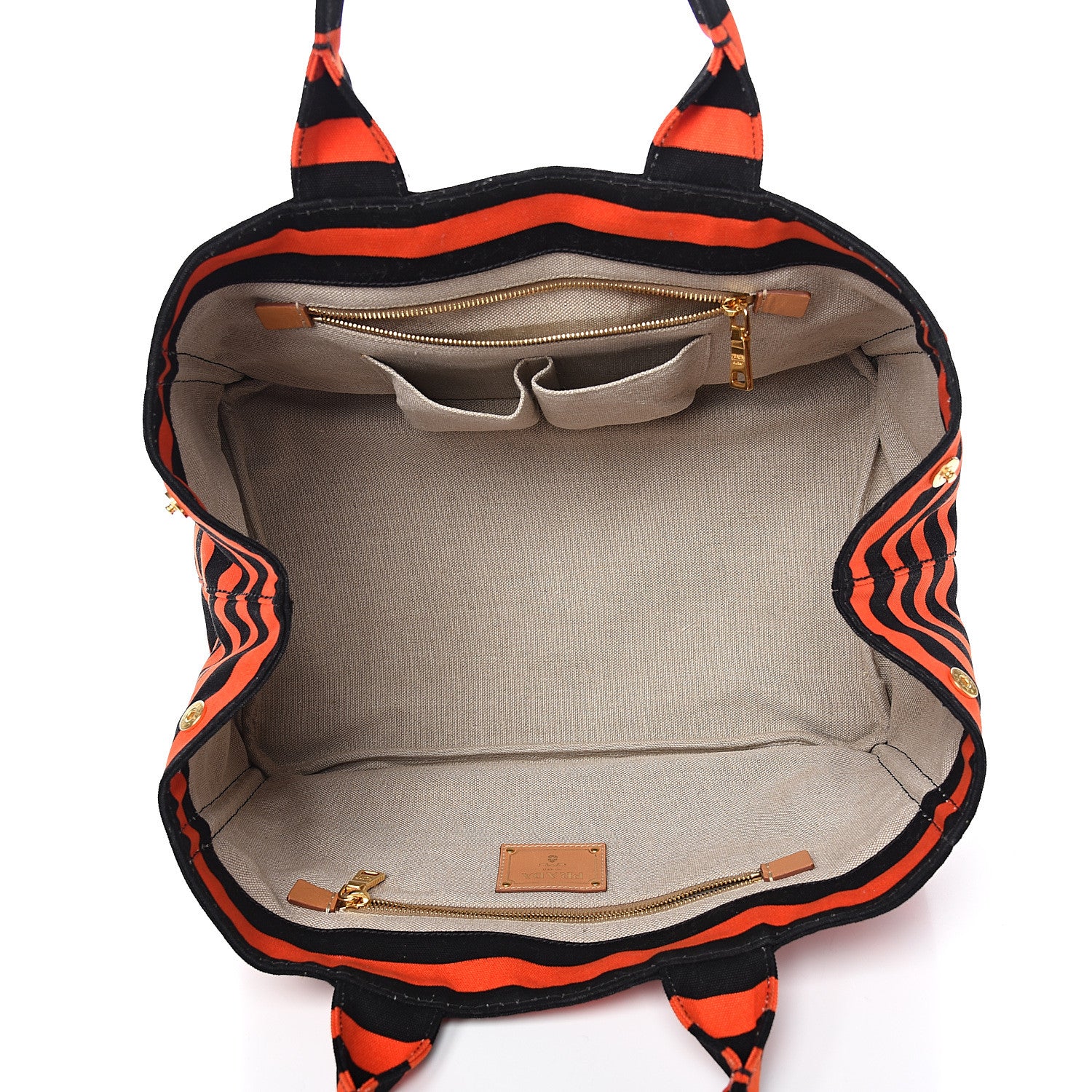 Prada Canapa Striped Tote Arancio 4 of 9
