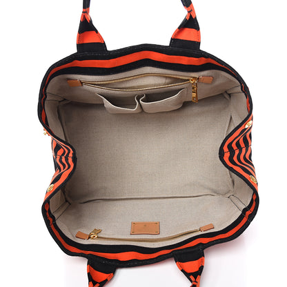 Prada Canapa Striped Tote Arancio 4 of 9