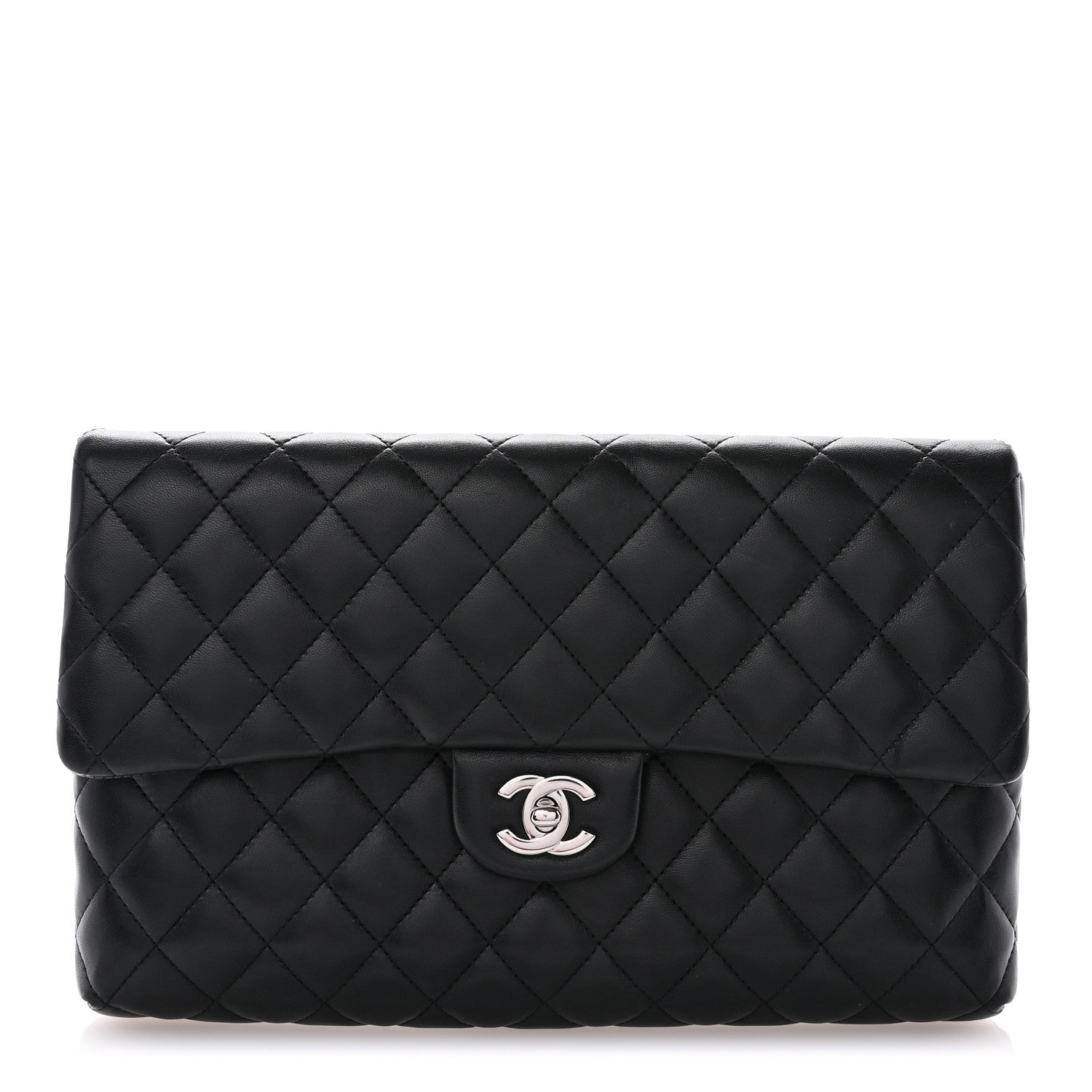 Chanel Lambskin Quilted Flap Clutch Black 1 of 10
