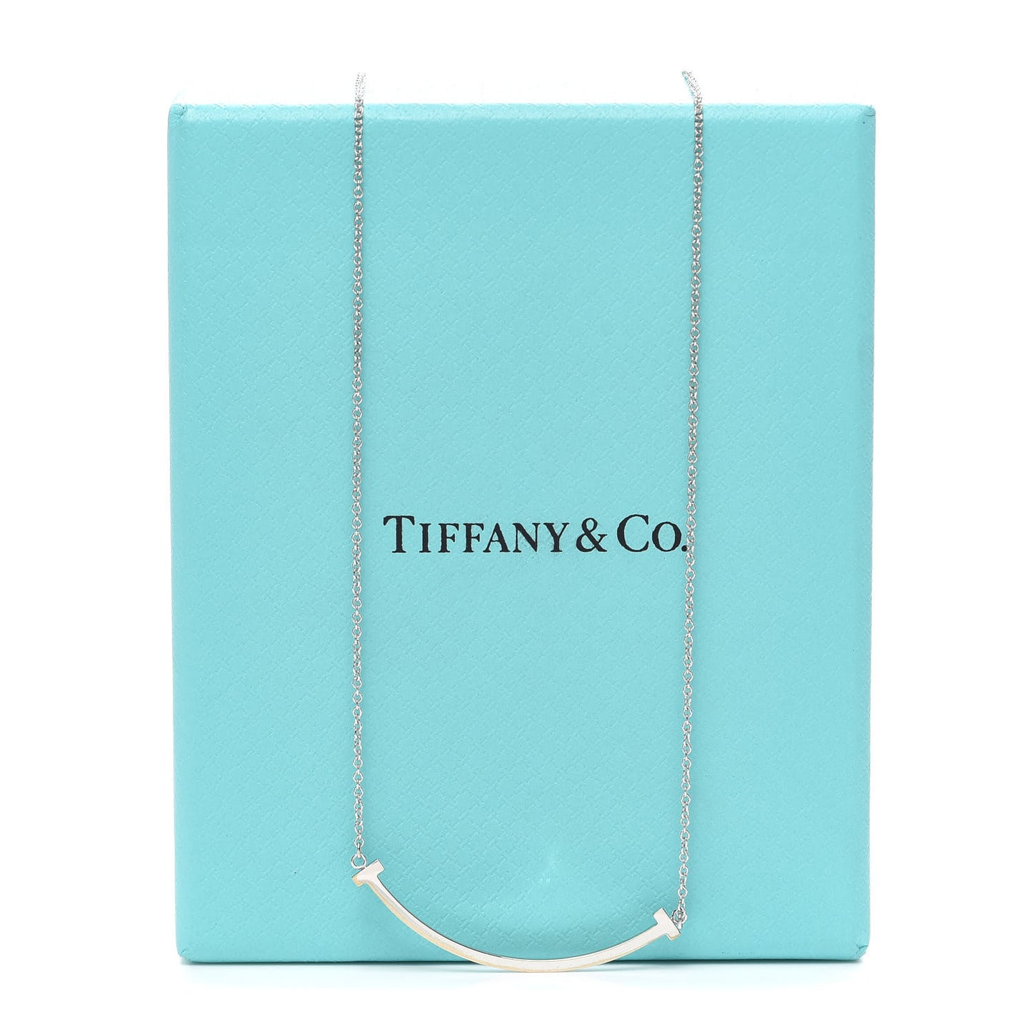 18K White Gold Small T Smile Pendant Necklace