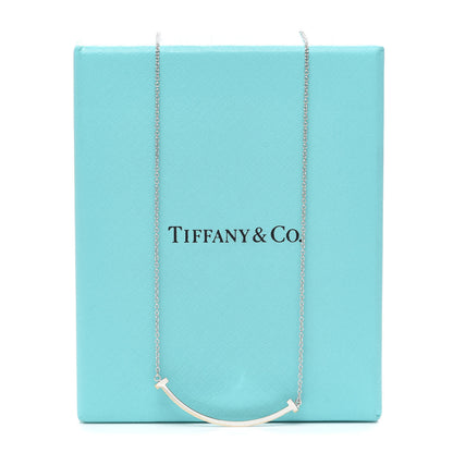 Tiffany 18K White Gold Small T Smile Pendant Necklace 6 of 6