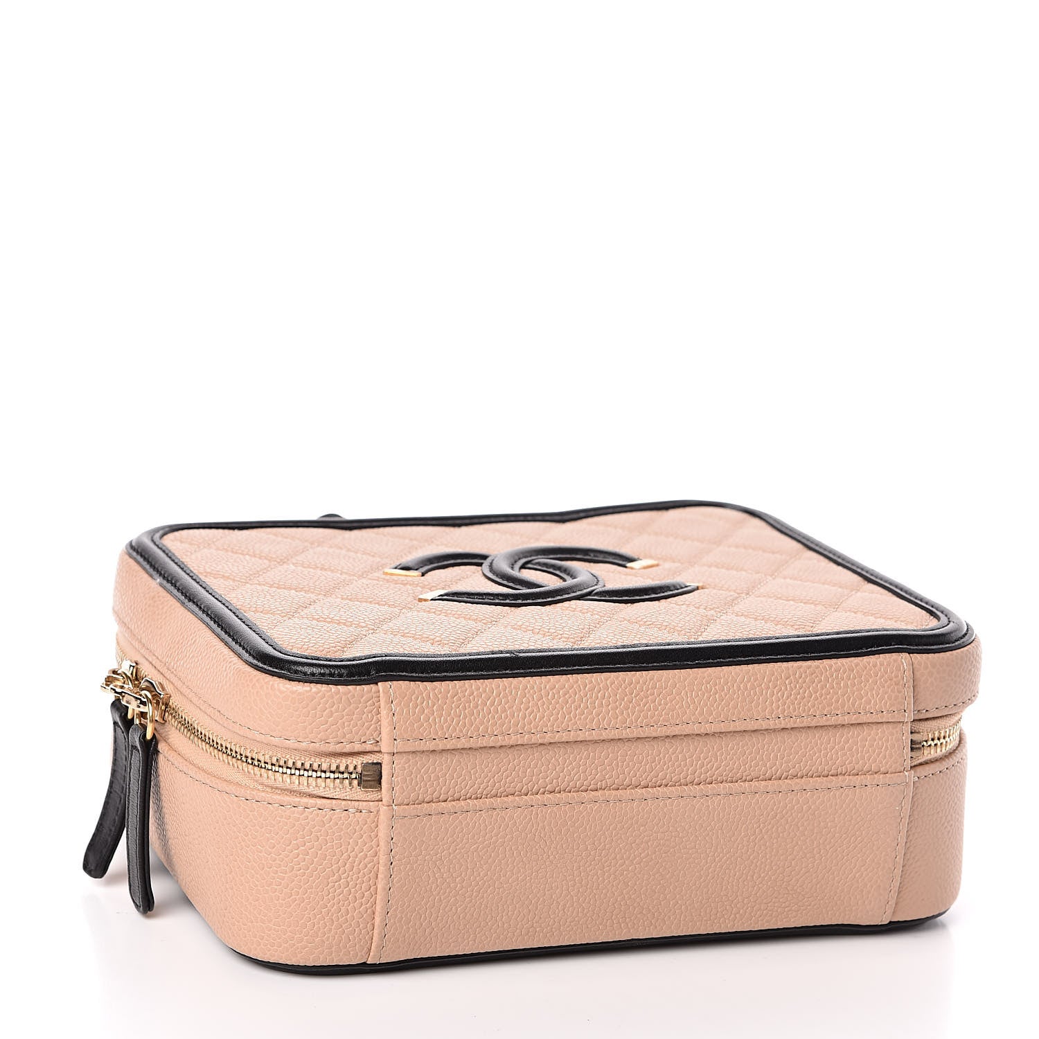Chanel Caviar Quilted Medium CC Filigree Vanity Case Beige Black 4 of 11
