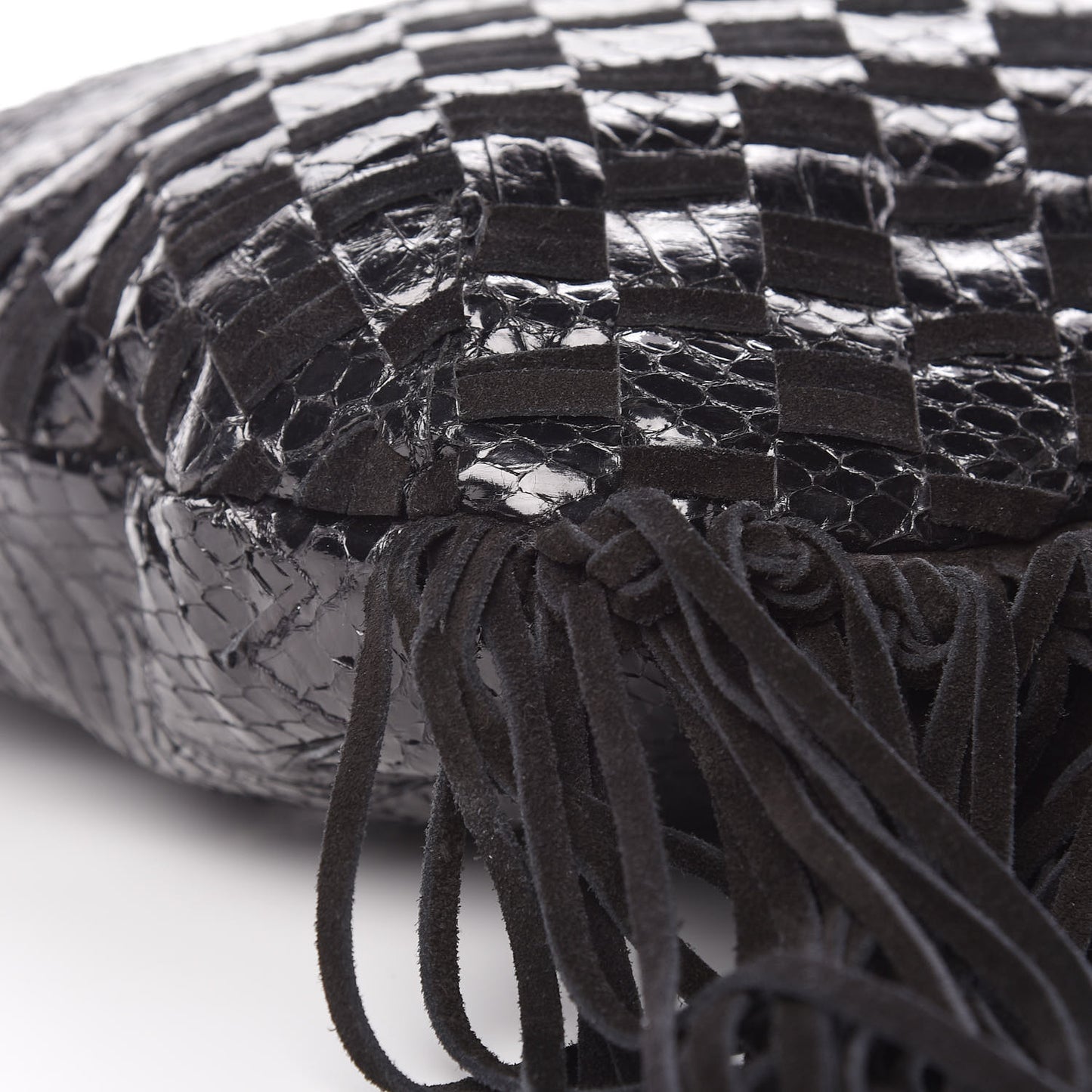 Python Suede Fringe Tatum Shopper Tote Black
