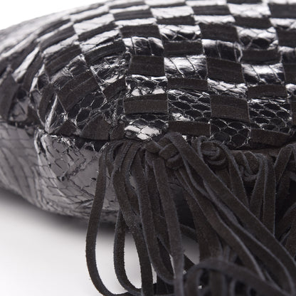Jimmy Choo Python Suede Fringe Tatum Shopper Tote Black 7 of 8