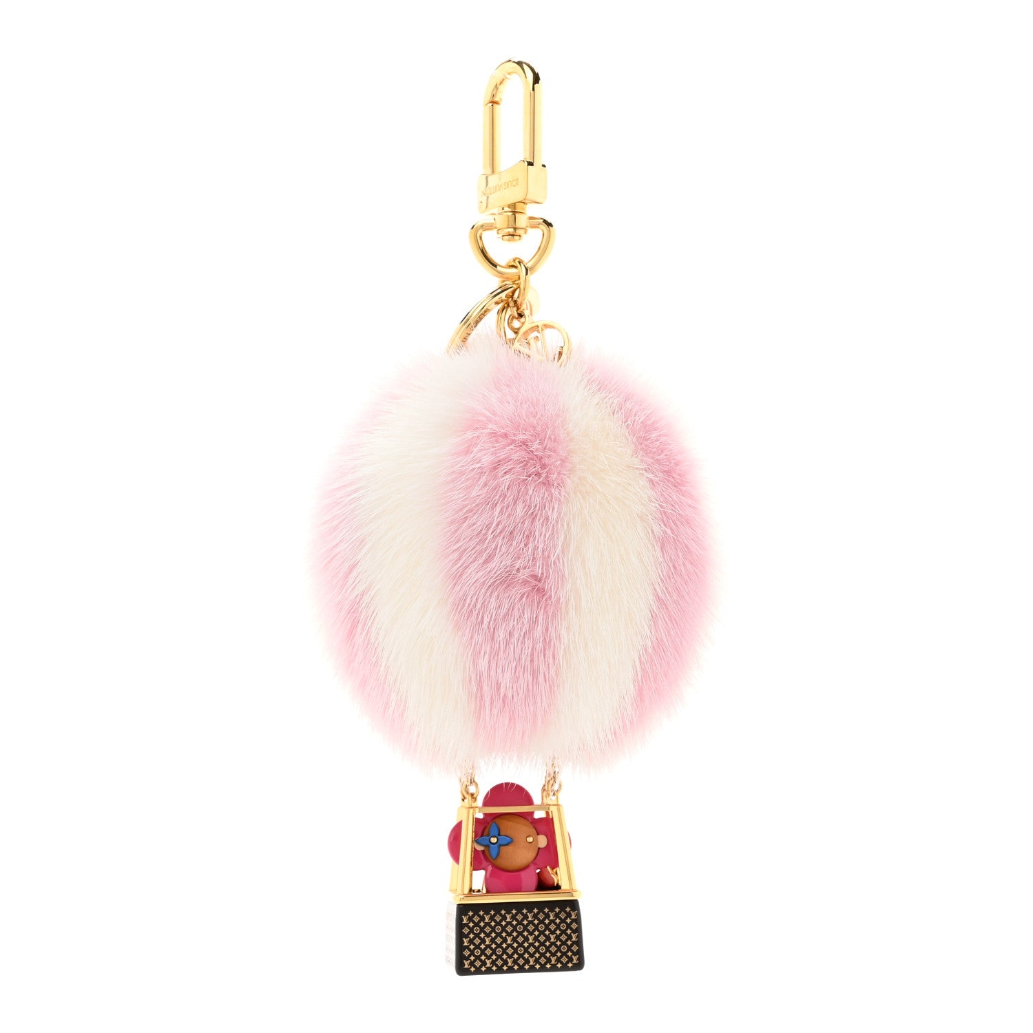 Louis Vuitton Mink Fur Vivienne Balloon Bag Charm Key Holder Pink 1 of 4