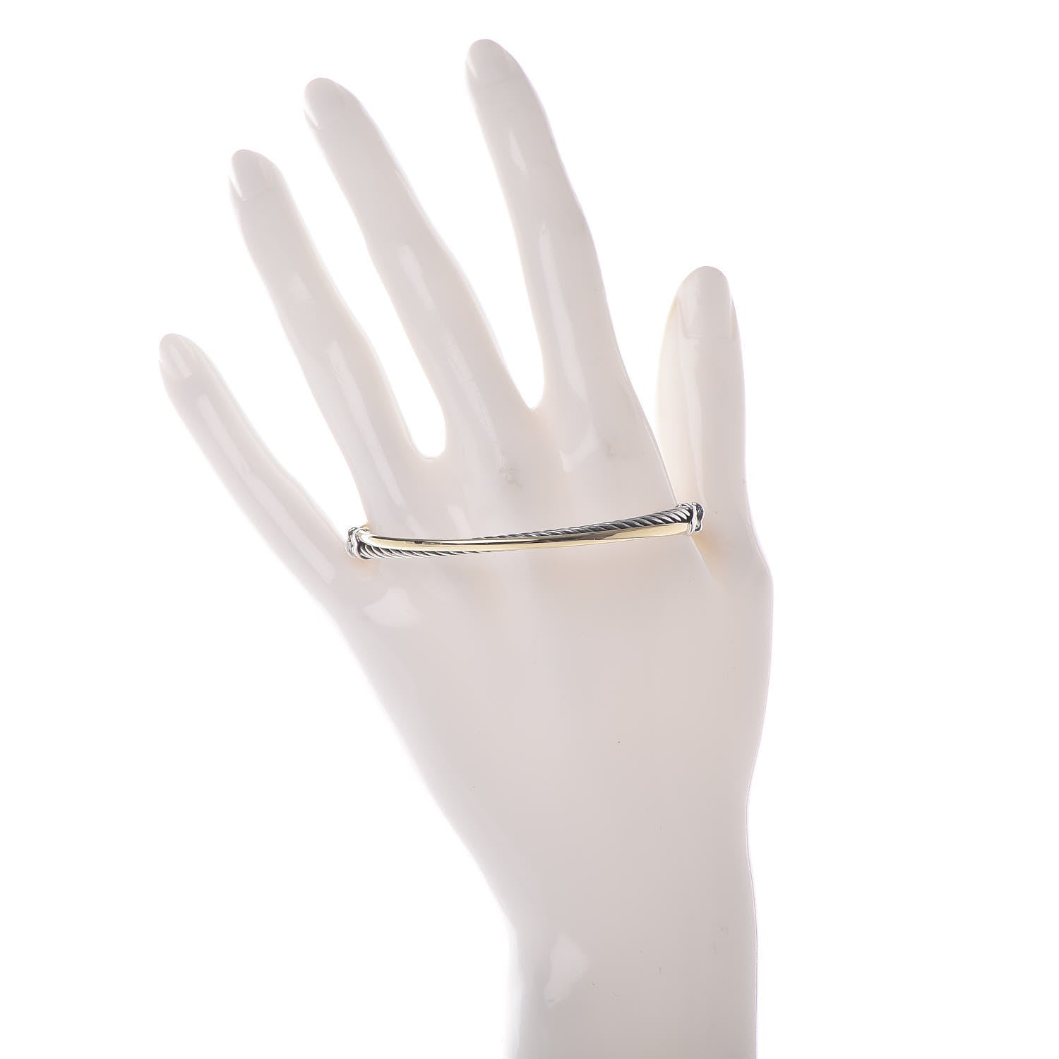 David Yurman Sterling Silver 18K Yellow Gold 3mm Crossover Bracelet 2 of 5