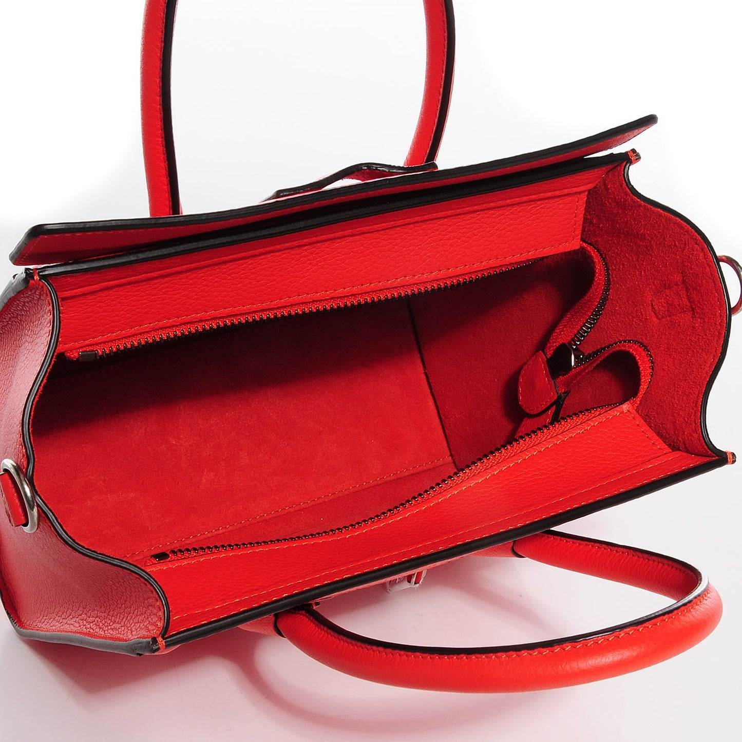 Drummed Calfskin Nano Luggage Vermillion
