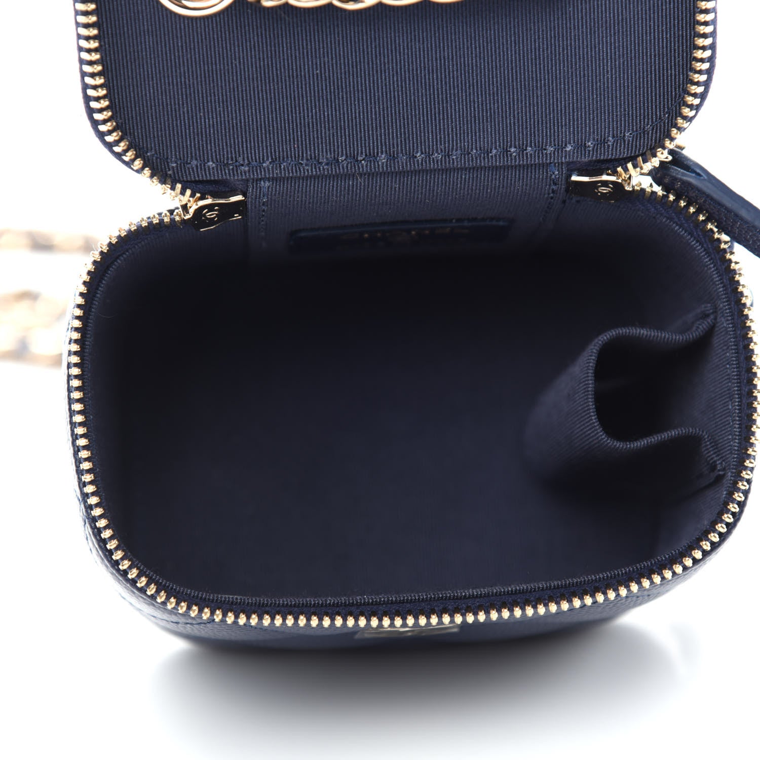 Chanel Caviar Quilted Mini Vanity Case With Chain Navy Blue 5 of 10