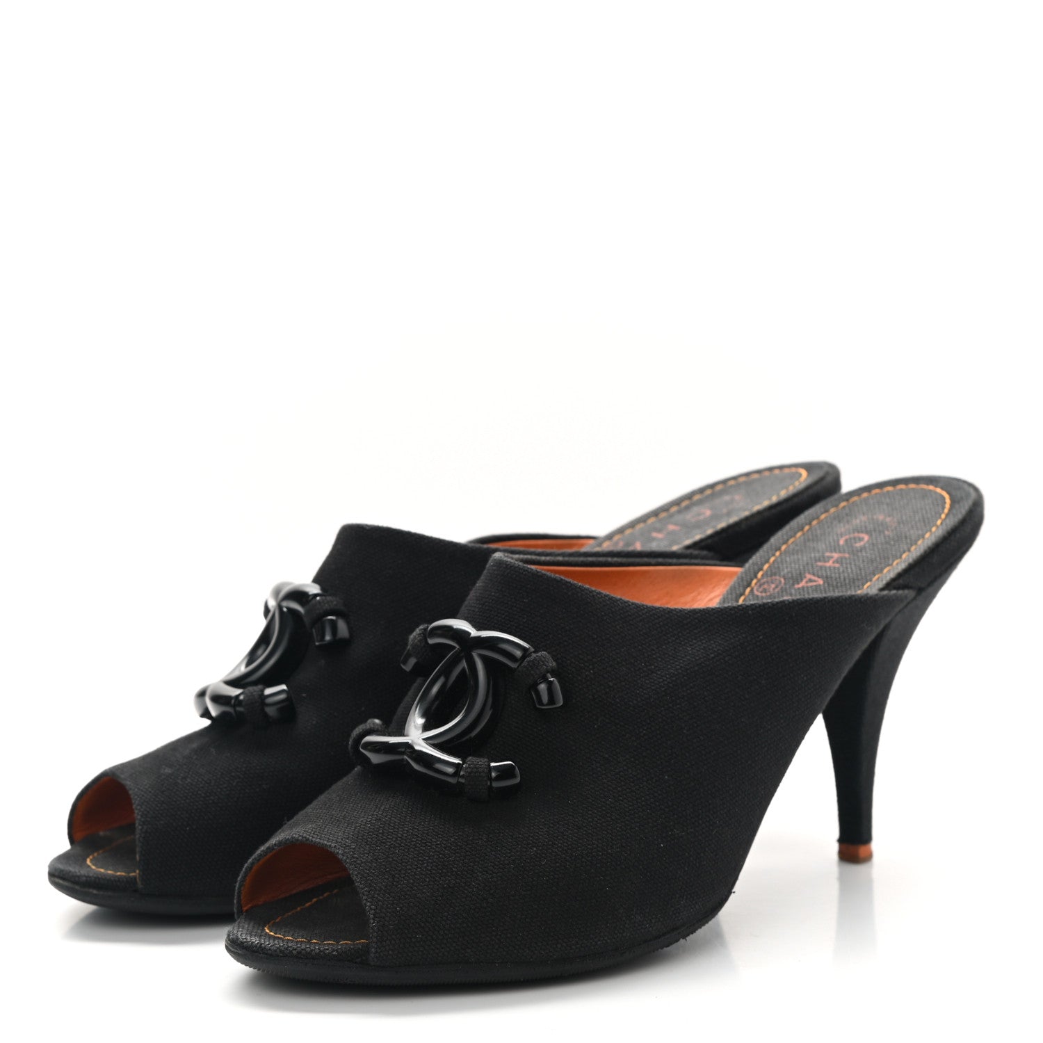 Chanel Denim CC Mules 39.5 Black 3 of 8