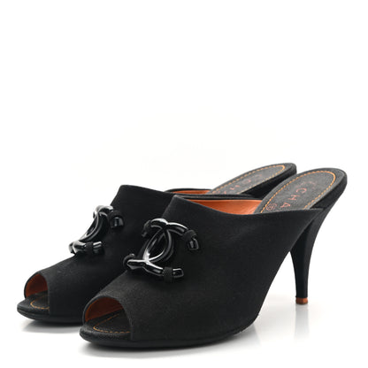 Chanel Denim CC Mules 39.5 Black 3 of 8