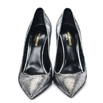 Saint Laurent Metallic Calfskin Anja 105 Pumps 40 Argento 2 of 10