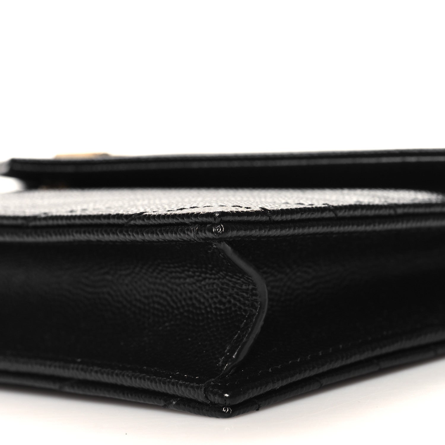 Saint Laurent Grain De Poudre Matelasse Chevron Monogram Envelope Chain Wallet Black 9 of 10