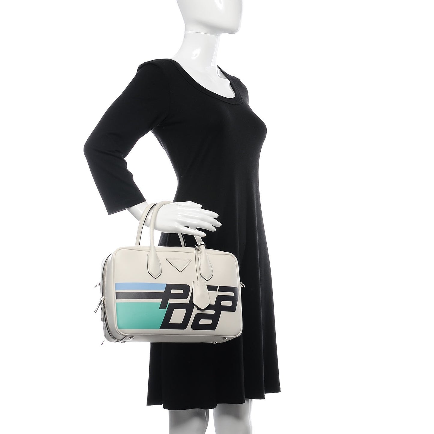 City Calfskin Racing Logo Bowler White Black