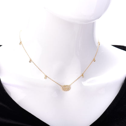 Gucci 18K Yellow Gold Diamond Running GG Pendant Necklace 2 of 5