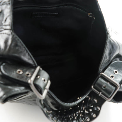 Givenchy Crinkled Patent Lace Up Eclipse Hobo Black 5 of 8