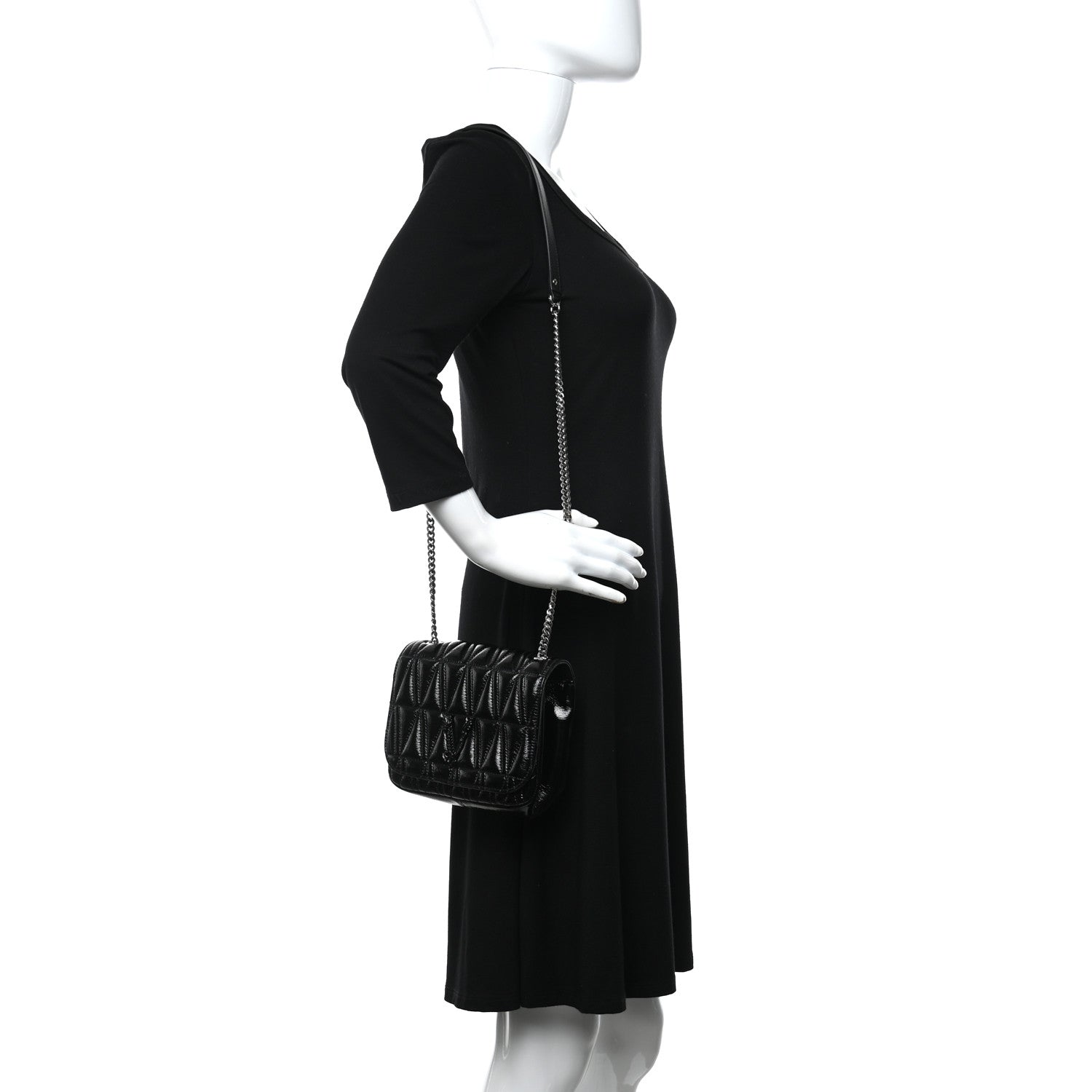 Versace Patent Nappa Quilted Virtus Shoulder Bag Black 2 of 10