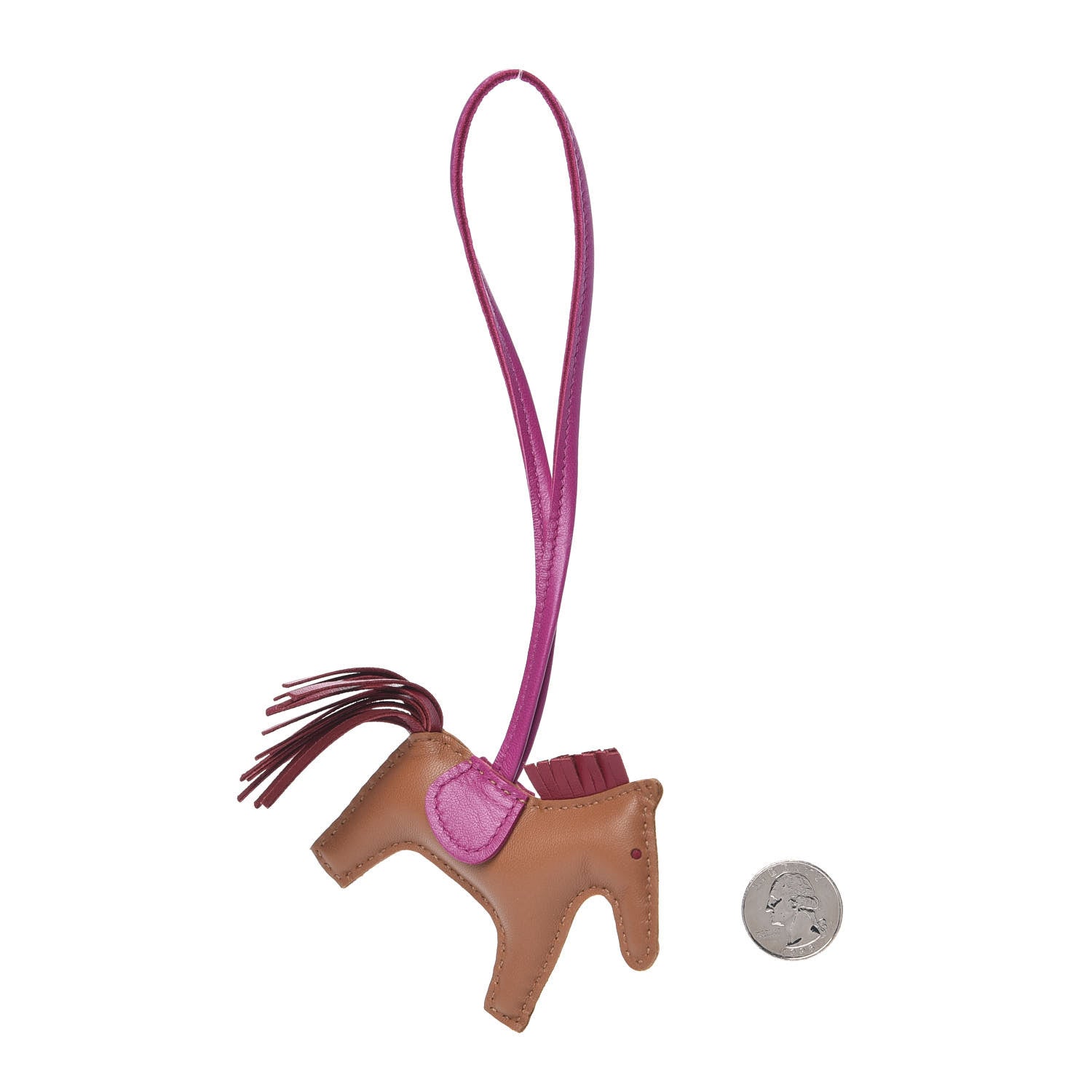 Hermes Milo Lambskin Grigri Rodeo Horse Bag Charm PM Gold Rubis Rose Poupre 2 of 4