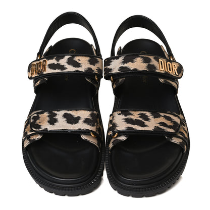 Christian Dior Technical Fabric Mizza Print DiorAct Sandals 38.5 Beige Multicolor 5 of 14