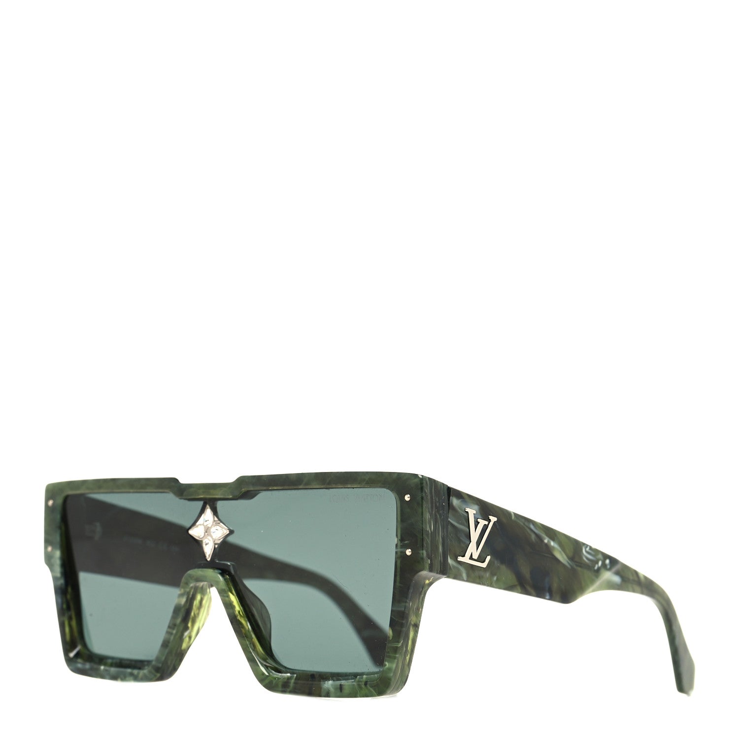 Louis Vuitton Acetate Marble Effect Swarovski Cyclone Sunglasses Z1552W Green 1 of 7
