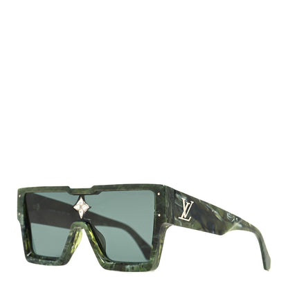 Louis Vuitton Acetate Marble Effect Swarovski Cyclone Sunglasses Z1552W Green 1 of 7