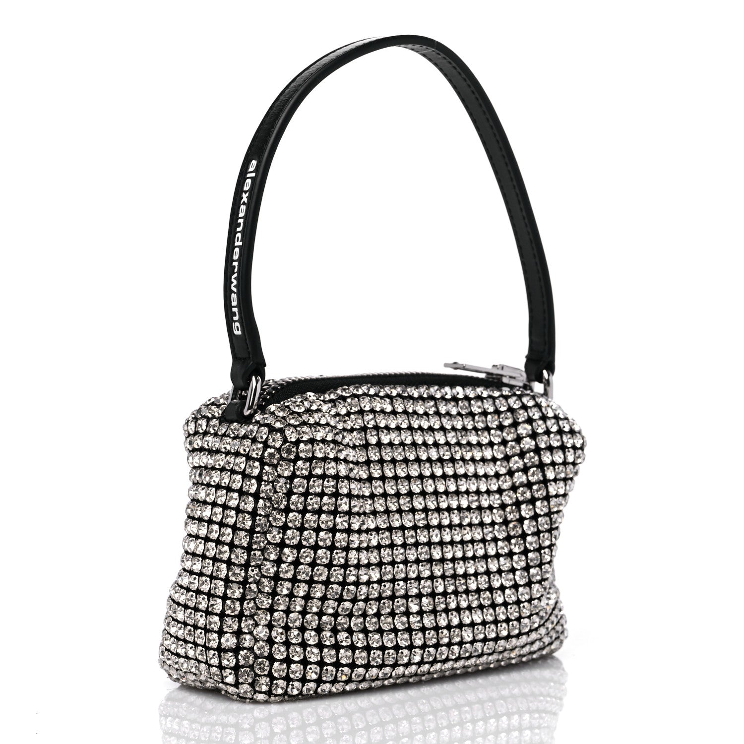 Alexander Wang Mesh Crystal Rhinestone Mini Heiress Pouch Black Silver 3 of 9