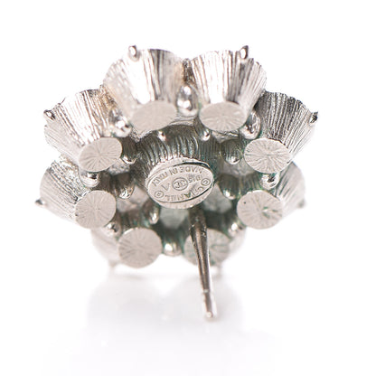 Chanel Crystal CC Camellia Earrings Silver 4 of 5