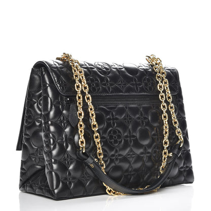 Louis Vuitton Lambskin Flower Quilted Twist Shoulder Bag GM Black 3 of 6