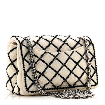 Chanel Sequin Mesh Quilted 224 Reissue Flap White Black 3 of 11