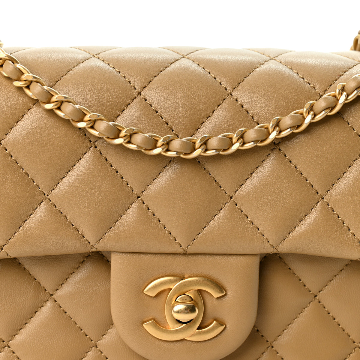 Chanel Lambskin Quilted Mini Rectangular Pearl Crush Flap Beige 7 of 9