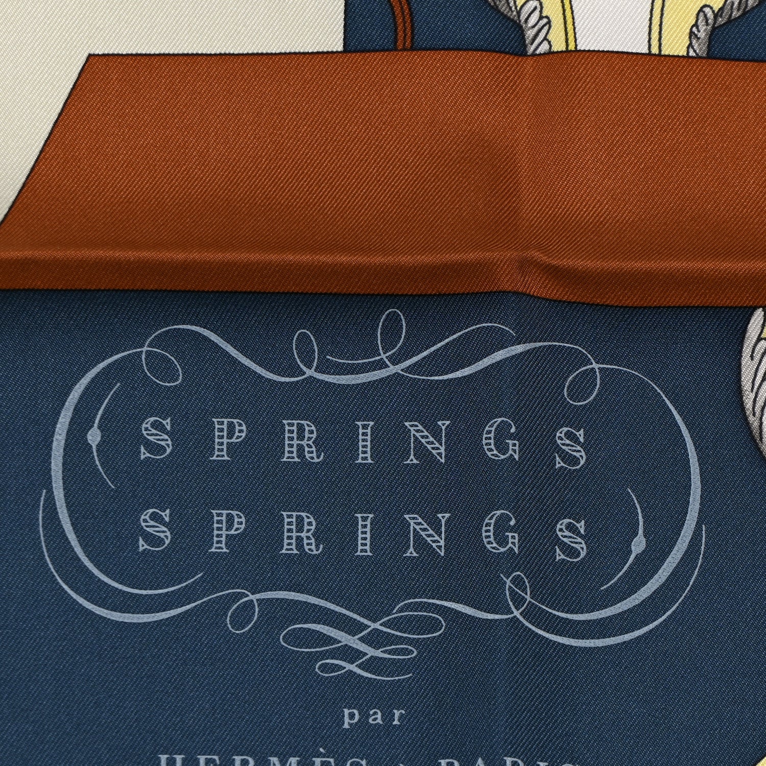 Hermes Silk Springs Springs Scarf 90 Creme Gris Fonce 5 of 5