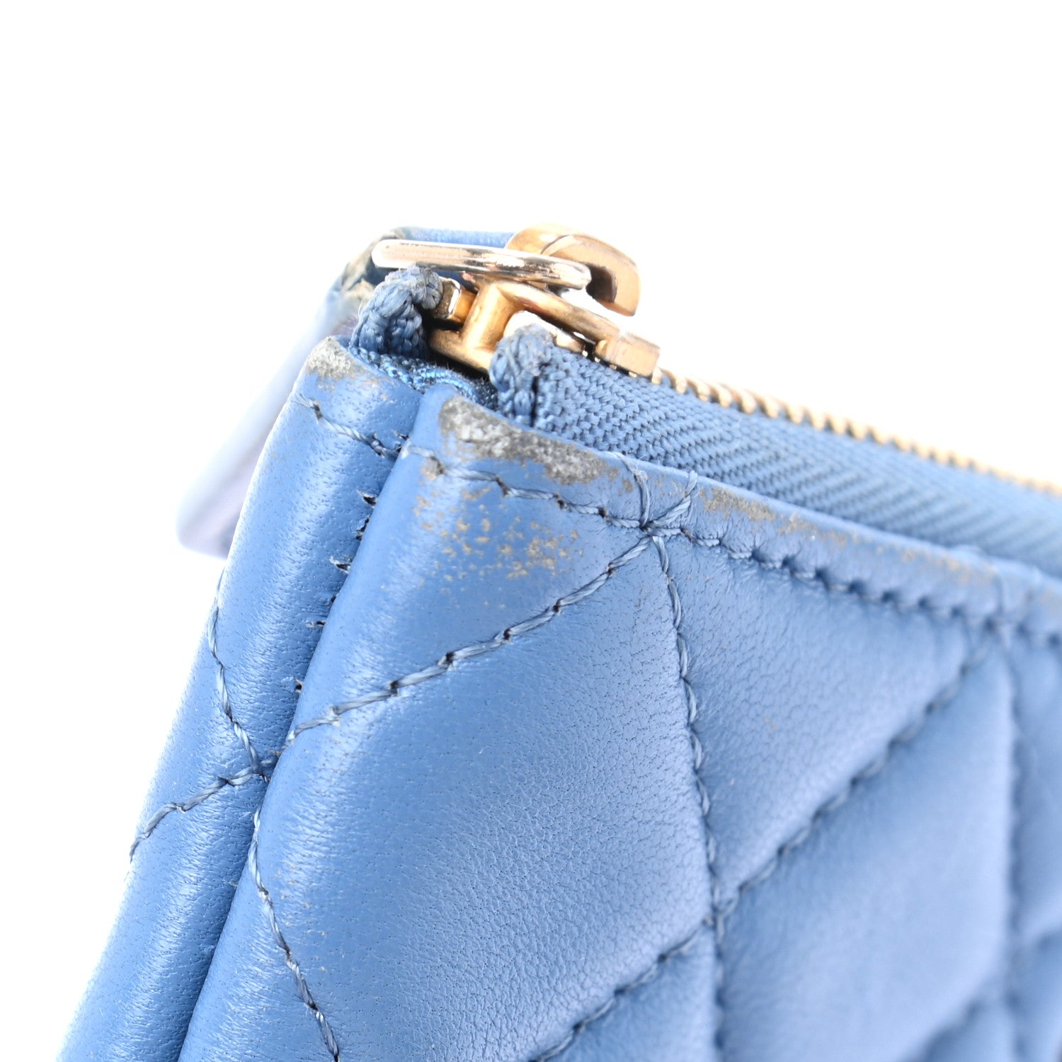 Chanel Lambskin Quilted Small Cosmetic Case Light Blue 10 of 13