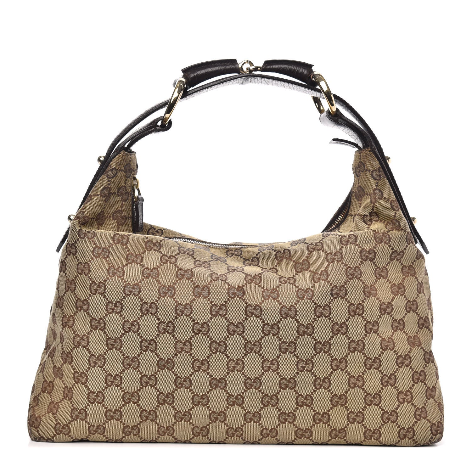 Gucci Monogram Medium Horsebit Chain Hobo Dark Brown 1 of 13