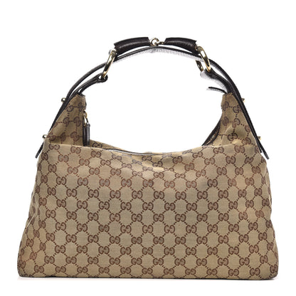 Gucci Monogram Medium Horsebit Chain Hobo Dark Brown 1 of 13